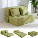 MAXYOYO Convertible Sofa Bed, Fold Out Loveseat Sleeper Sofa with Pillow, 4 in 1 Tufted Folding Couch Bed Foam Floor Couch, Lazy Chair for Living Room Bedroom Guest Room, Green (Twin)
