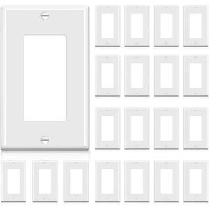BESTTEN 20 Pack Receptacle Wall Plate, 1-Gang Standard Size Decorator Outlet and Switch Cover, Unbreakable Polycarbonate, H4.53 x W2.76, UL Listed, White