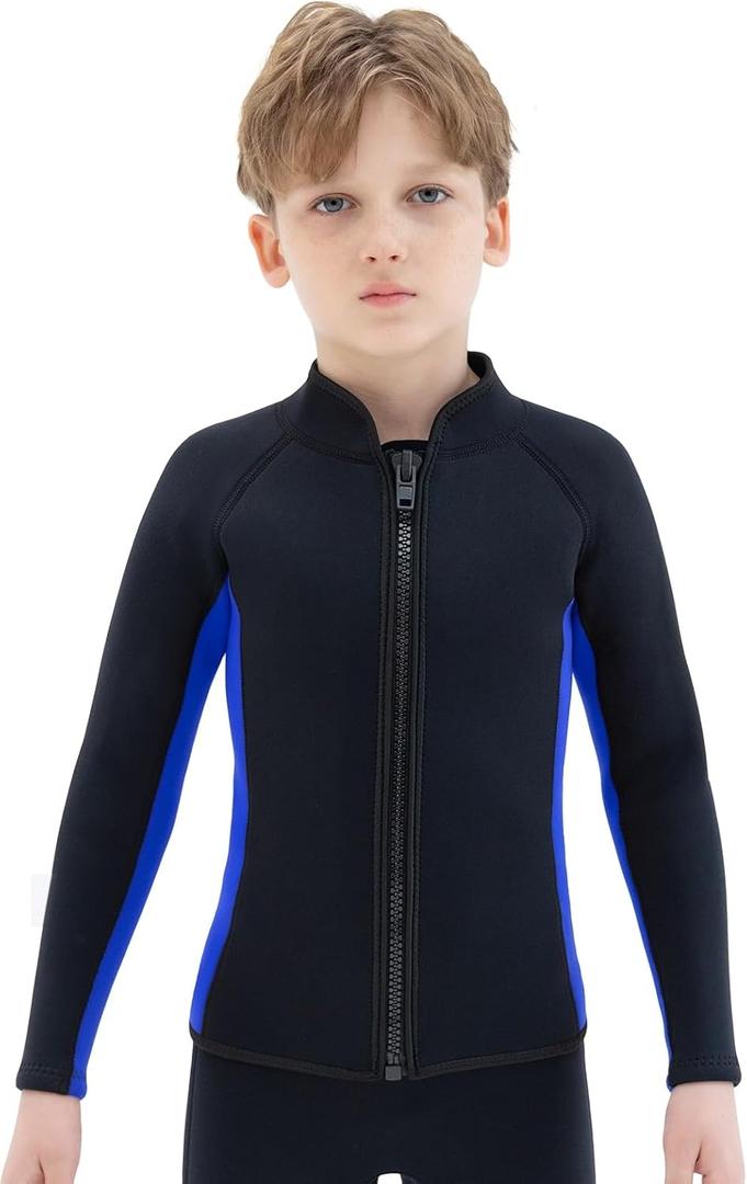 REALON Kids Wetsuit Top Jacket for Boys Girls Toddler Youth, Children's Wet Suit Shirt Neoprene 3mm Long Sleeve Front Zipper Swimsuit for Swimming Surfing Dive Snorkeling Water Sports size 10 REALON Kids Wetsuit Top Jacket for Boys Girls Toddler Youth, Children's Wet Suit Shirt Neoprene 3mm Long Sleeve Front Zipper Swimsuit for Swimming Surfing Dive Snorkeling Water Sports size 10