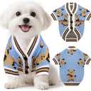 Small Dog Sweaters Cute Bear Knitted Dog Cardigans Clothes for Small Medium Dogs Soft Pet Puppy Cat Knitting Outfits Fall Winter Warm Boy Girl Dogs Knitwear Coat ApparelBlue,Small