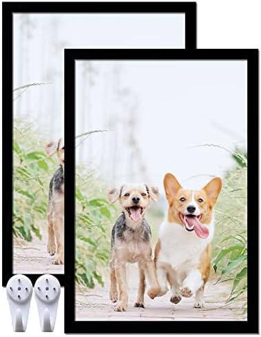 Amazon.com - icariery 16x24 Picture Frame Set of 2, Black Photo Frames High Transparent Wall Gallery Desktop Horizontal Vertical for Canvas Collage Photo Poster Certificate 16 x 24 inches