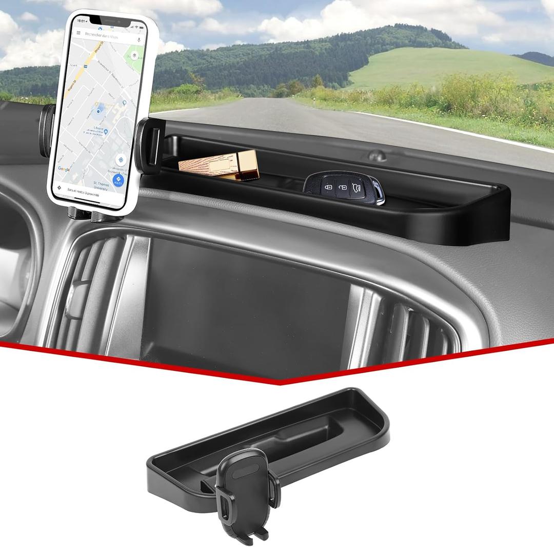 JeCar Dash Phone Holder Dashboard Cellphone Clamp Upgrade Aluminum Alloy Ball Mount with Storage Tray Interior Accessories Compatible with Chevy Colorado & GMC Canyon 2014-2022