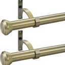 2 Pack Telescoping Curtain Rods, 1Inch Diameter Drapery Rods 28-48Inch Length Adjustable Rod with Brackets Window Treatment-Antique Bronze