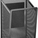 LUCYCAZ Magnetic Pen Holder - Single Magnetic Pencil Locker Holder Organizer, Strong Magnets Mesh Marker Holder Pen Basket for Whiteboard, Refrigerator and Locker (5"L x 3.6"W x 3.5"H) Black with Soft Magnet - Small