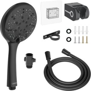 RV Shower Head with Hose, High Pressure 7-Mode RV Shower Head Replacement for RV, Camper, Van, Travel Trailer, Motorhome and Boat, Matte Black Finish