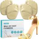 KTSAY Metatarsal Pads Women, Gel Ball of Foot Cushions for Pain Relief in Shoes, Non-Slip Heel Inserts, One Size Fits All (2 Pair, Beige)