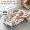 TPN 4-in-1 Grow-with-Me Collapsible Baby Bathtub, Baby Tub for Newborns to Toddler with Soft Floating Cushion & Thermometer, Portable Baby Bath Tub, Infant Bathtub for Bath Support in Tub,Grey
