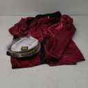 Men Red Silky Robe Jacket With Black Pants Includes Captain Hat and Toy Prop Sunglasses Bunnygirl Cosplay Costume (Large)