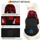 Dog Christmas Hoodie for Small Medium Large Dogs, Fleece Plaid Pet Hooded Clothes Sweater with Hat & Pocket for Cold Weather Winter,Warm Soft Pullover Sweatshirt Coat Outfit for Puppy Girls Boys Red S