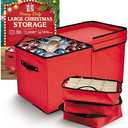 Holiday Cheer Premium Christmas Ornament Storage with 8 Tray – Christmas Storage Container with Dividers Perfect for Holiday Decorations– Fits 128 Holiday Ornaments – Tear-Proof Fabric