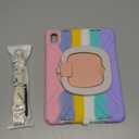 BATYUE for iPad 9th/ 8th/ 7th Generation Case (iPad 10.2 inch Rugged Case 2021/2020/2019) with Screen Protector, Rotating Stand/Pencil Holder/Carrying Shoulder Strap (Colorful Pink)