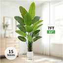 7FT Artificial Bird of Paradise Plant Tall,83" Fake Tropical Tree with 15 Banana Leaves and White Pot,Large Faux Silk Plants Indoor for Home Living Room Bedroom Hotel Office Decor