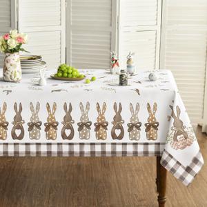 Horaldaily Easter Tablecloth 6084 Inch Rectangular, Spring Carrots Bunny Washable Table Cover for Party Picnic Dinner Decor (Brown)