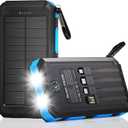 Durecopow Solar Charger Power Bank 20,000mAh, Portable Charger, 4 Cables 3 Ports Fast Charging External Battery Pack with USB C for Cell Phones, Solar Panel Charger with Dual Flashlight for Camping