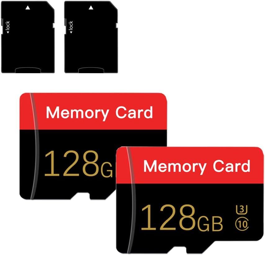 2 Pack Micro Memory Card 128 GB with Adapter, C10/U3/UHS-I/A1, TransFlash Card, TF Card for Camera, Smartphone, Tablet, Drone (Red 128GB*2-S1)