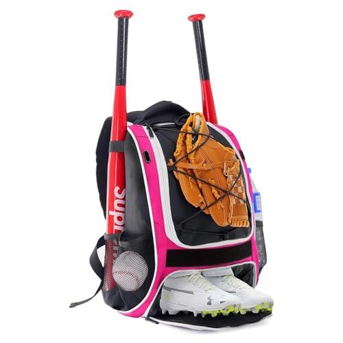 WOLT | Youth Baseball Backpack Bag for Baseball, Softball & T-Ball Equipment & Gear, Youth Boys and Adults, with Holder for Bat, Helmet, Glove, & Shoes Compartment & Fence Hook