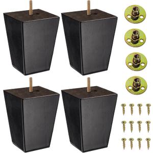 The Blue Cactus Company Set of 4 Wood Furniture Legs (Black, Square)