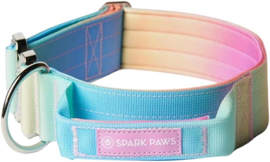 Spark Paws Tactical Dog Collar with Handle - Premium Quality Collar, Robust and Durable Design for Large, Strong Breeds - Pitbulls, Labradors, GSD - Pastel Icing - M (M: 18"-22" [2" Wide])