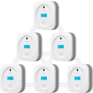 AEGISLINK Wireless Interconnected Smoke and Carbon Monoxide Alarm Combo, Battery Powered, Digital Display, 6-Pack