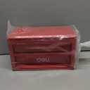 DELI Mini Tool Box with 2 Drawers and Top Storage, Small Metal Tool Box for Garage, Office, Vanity. Perfect for Small Item Storage Organizer, Red