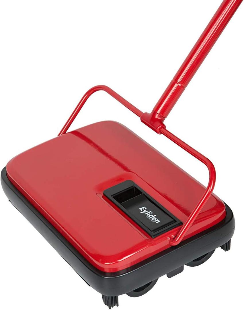 Eyliden Carpet Sweeper, Mini Size Lightweight Hand Push - No Noise, Non-Electric, Easy Manual Sweeping Only for Carpet Cleaning (Red)