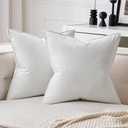 MIULEE Pack of 2 Decorative Velvet Throw Pillow Cover Soft Pillowcase Solid Square Cushion Case for Sofa Bedroom Car 24x24 Inch 60x60 Cm Pure White