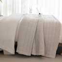 Sanracie Cotton Oversized King Bedspread (128"x120"), Oatmeal Colored Waffle Weave Quilted Set Extra Wide Farmhouse Aesthetic Bedding Set 3Pcs Soft Breathable Bedding Coverlet for All Season, Oversized King Plus