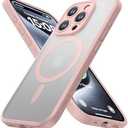 CellEver Strong Magnetic Case for iPhone 15 Pro [Attachable to Iron Surfaces] [Full Camera Protection] [Lightweight + Protective] Compatible with MagSafe, Translucent Cover, Pink, Set of 2