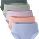BAMBOO COOL Womens Underwear, Moisture-Wicking Briefs, Soft and Breathable Panties, Mid Waist, 5-Pack (Large)