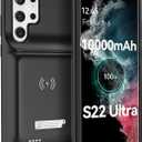 NEWDERY for Galaxy S22 Ultra Battery Case 10000mAh, Qi Wireless Charging & Fast Charging Supported, Powerful Rechargeable Charger Cover for Samsung S22 Ultra 5G-6.8" Black