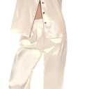 Leikar Silk Pajamas Long Sleeve Pajama Sets For Women Soft Button Down Pajamas Pj Set (Beige, S)