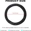 Car Steering Wheel Cover, Elastic Stretch Leather Wheel Protector with Anti-Slip Grip, Breathable Protective Cover for 14 1/2 to 15 Inch Steering Wheels, Car Accessories (Black)
