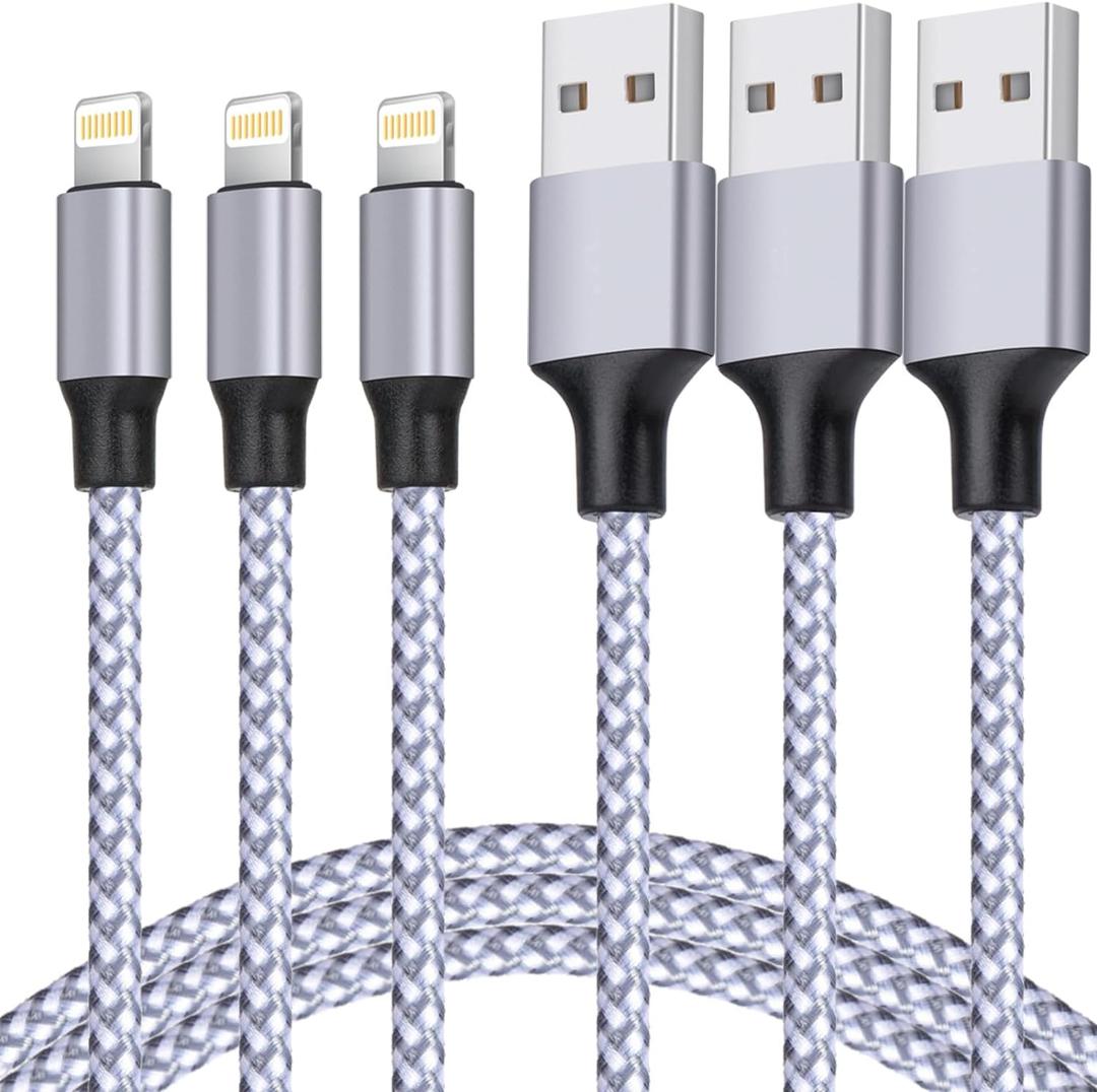 TAKAGI for iPhone Charger, [MFi Certified] Lightning Cable 3PACK 6FT Nylon Braided USB Charging Cable High Speed Transfer Cord Compatible with iPhone 14/ 13/ 12/ 11 Pro Max/ XS MAX/ XR/ XS/ X/ 8/ iPad