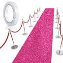 Tatuo Carpet Runner 2.46 x 30 ft Runway Rug 55 GSM Thickness with Carpet Tape for Prom Graduation Wedding Outdoor Indoor Hallway Movie Party Decoration Rug(2.46 x 30 Feet,Glitter Rose Red)