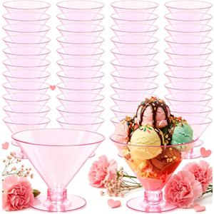 YOUBET 100 PCS Pink Plastic Martini Glasses - 5oz Disposable Cocktail Coupe Glasses for Parties & Gatherings & Weddings & Mother's Day & Valentines Day