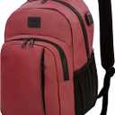 WOLT Laptop Backpack for Men Women for 15.6 Inch and 17 Inch Notebook, Travel Backpack Carry On Flight Approved with Computer Compartment, College Bookbag with USB Charging Port (Red)