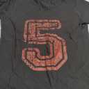 Women's Big Maroon Color Number 5 Five Grunge Distressed Design V-Neck T-Shirt, Black, Medium