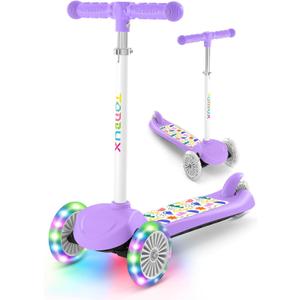 TONBUX Kids Scooter for Ages 3-8, Toddler Scooter with Light-Up Wheels, Adjustable 4-Level Height 3-Wheel Scooters for Kids, Lean-to-Steer Design (No Deck Light, Purple) TONBUX Kids Scooter for Ages 3-8, Toddler Scooter with Light-Up Wheels, Adjustable 4-Level Height 3-Wheel Scooters for Kids, Lean-to-Steer Design (No Deck Light, Purple)