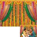 Indian Pooja Backdrop Banner Diwali Puja Ganpati Photography Background India Traditional Religious Festival Decorations for Pooja Wedding Party Baby Shower Decor (7x5FT)