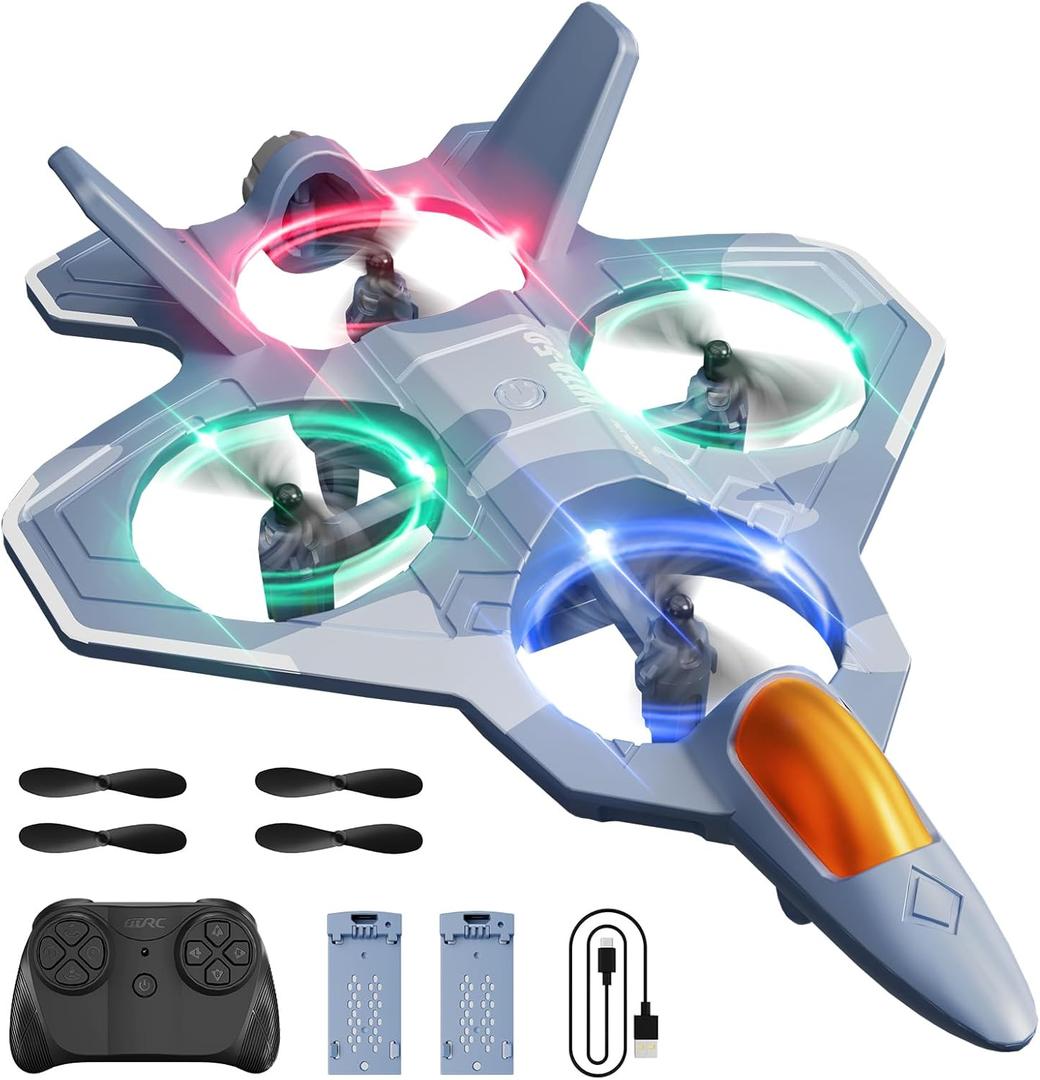 4DRC Foam Remote Control Airplanes for Kids Adults, RC Plane Airplane Toys for Boys Kids Beginners, RC Planes Fighter Jet Helicopter Drones for Kids Adults, 360 Flip Easy to Fly, Gre