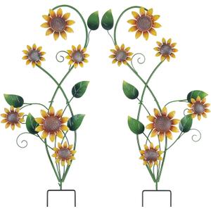 YEAHOME Garden Decor for Outside, 2 Pack 37 Metal Sunflowers Garden Stakes, Spring Wall Decor, Yellow Look & Personalities Flowers Yard Art for Outdoor Lawn Backyard Porch Patio Home Decorations