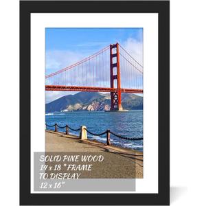 14x18 inch Wood Picture Frame for Wall Hanging Square Photo Frames with Mats 12x16 inch Pictures for Baby Scan,Poster,Decoration,Anniversary,Wedding,Christmas,Diamond Painting(Black)