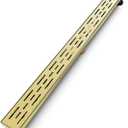 WEBANG 36 Inch Linear Shower Drain Rectangular Floor Drain with Accessories Rainline Pattern Cover Grate Removable SUS304 Stainless Steel CUPC Certified Brushed Gold
