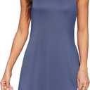 Women's Casual Summer Sleeveless Dresses Beach Boho Sundress Dress with Pockets (Purple, S)