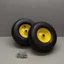 AR-PRO 13x5.00-6 Tire and Wheel Assembly (2-Pack), Tubeless Lawn Mower Tire with Rim, with 3/4" Bushings and 3" Centered Hub Length (Yellow)