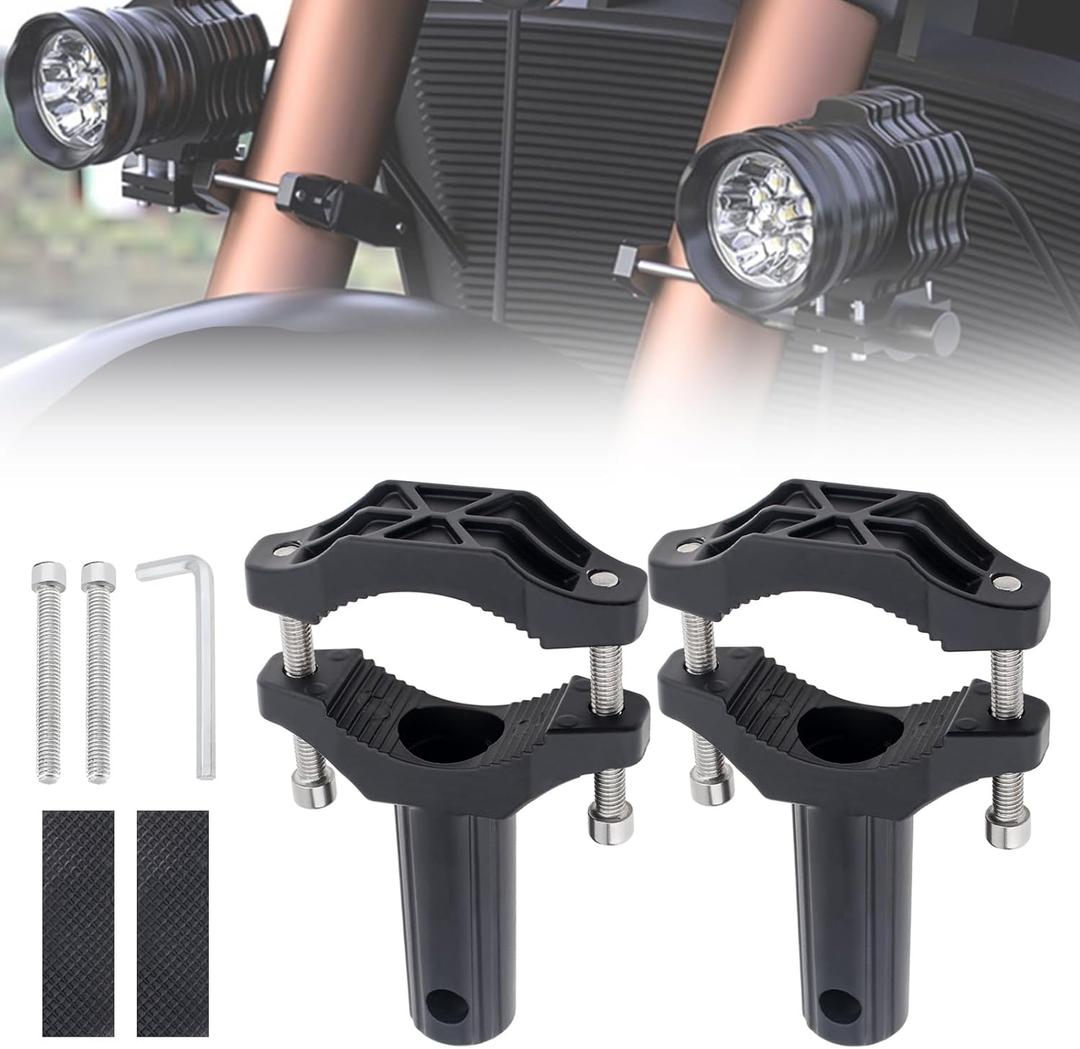 Windance 2pcs Front Fork Lamp Mount Brackets,Headlight Fog Light Auxiliary Mounting Holder,Spotlight Mount Bracket Extension Tube Clamp for Motorcycle
