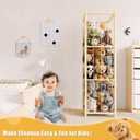 Solid Pine Stuffed Animal Storage, 56" Large Wooden Toy Organizer Tower | 100% solid pine, extra-wide & high open design. Whole rope hand-polished. Holds large plush toys for kids playroom bedroom