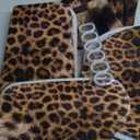 Onalasyc 4 Pcs Leopard Shower Curtain,Cheetah Print Bathroom Set Shower Curtain Sets with Rugs,Brown Animal Print Shower Curtain Bathroom Decor Sets,juego de baos de Set completo with 12 Pcs Hook