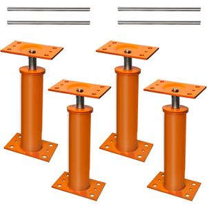 House Jacks for Leveling, 11"-17" Adjustable House Jack Post Basement Floor Jack, Floor Joist Jack Steel Telescoping Jacks, Heavy Duty House Foundation Jacks for Leveling Crawlspace Permanent (11-17 inches / 4 Pack, Orange)