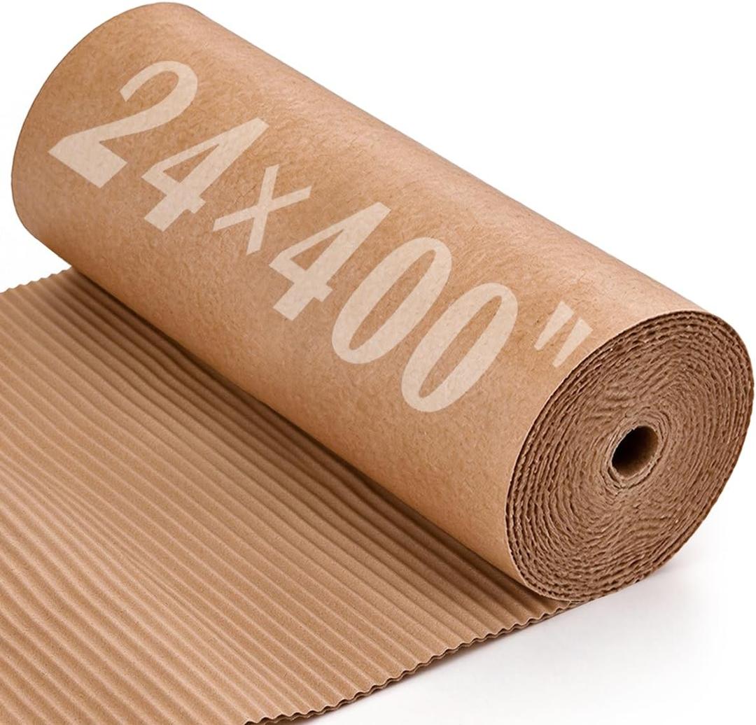 Corrugated Cardboard Roll, 24 x 400 Inches Single Face Brown cardboard Roll